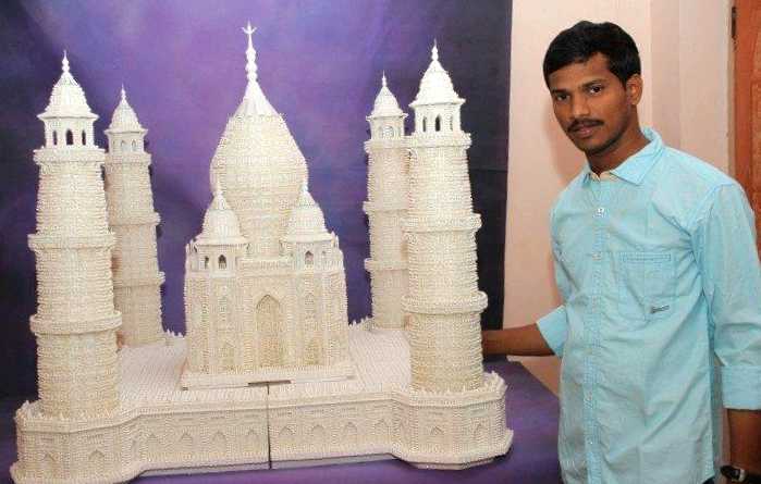 TAJ-MAHAL-CREATED-USING-COTTON-EAR-BUDS-TIPS